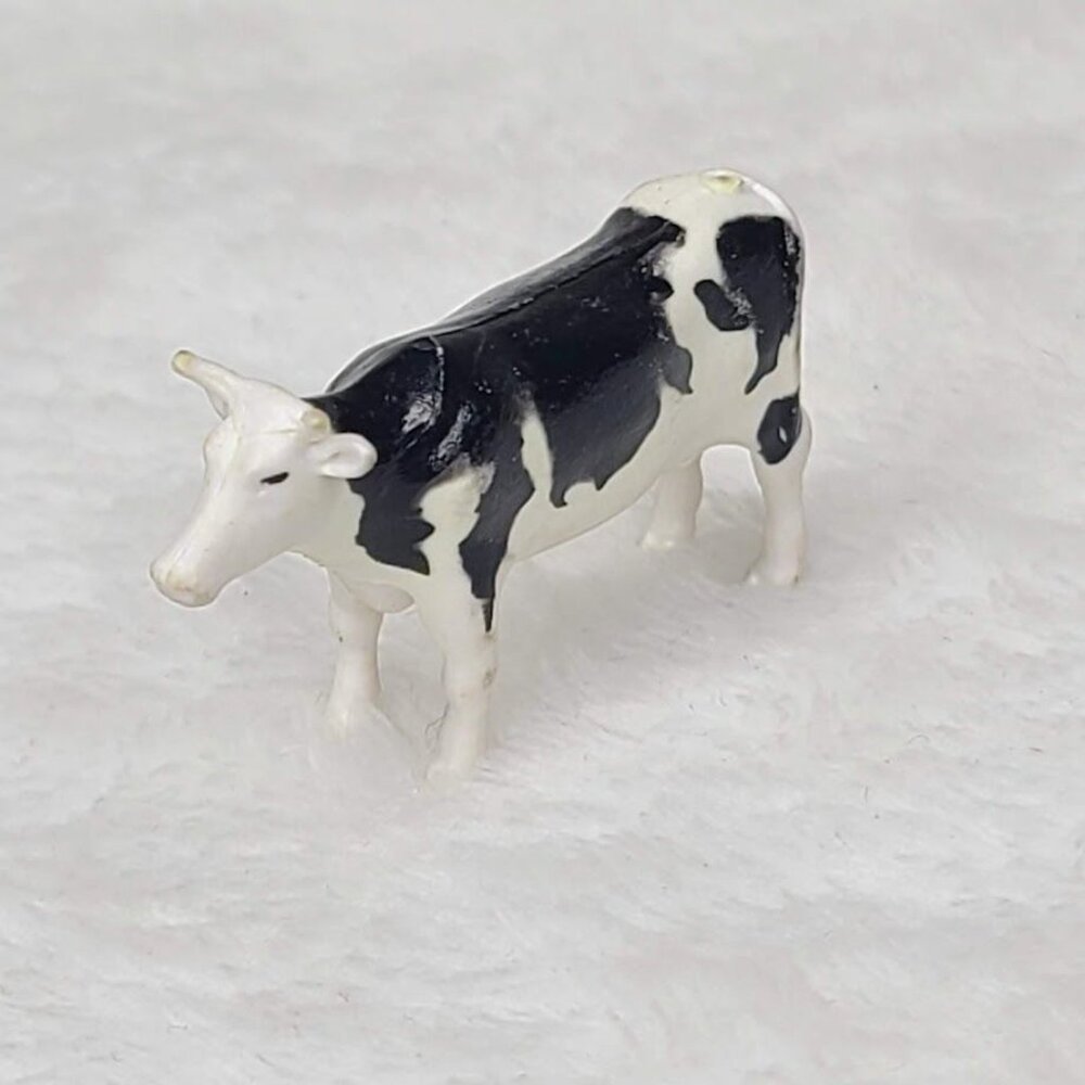 Cow Plastic Toy 1" Black and White Holstein Milk Cow Farm Animal Single - Picture 5 of 9